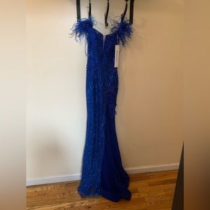 Blue Sequins Portia & Scarlett Evening Gown (New)